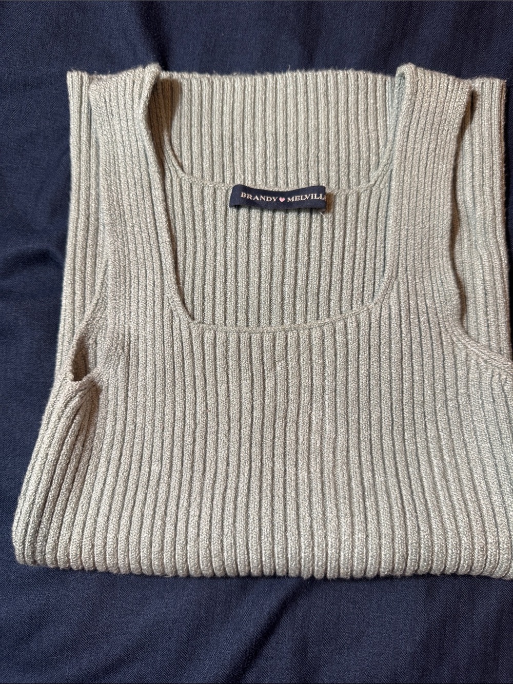 Brandy Melville Scoop Neck Ribbed Tank - Light Dusty Blue